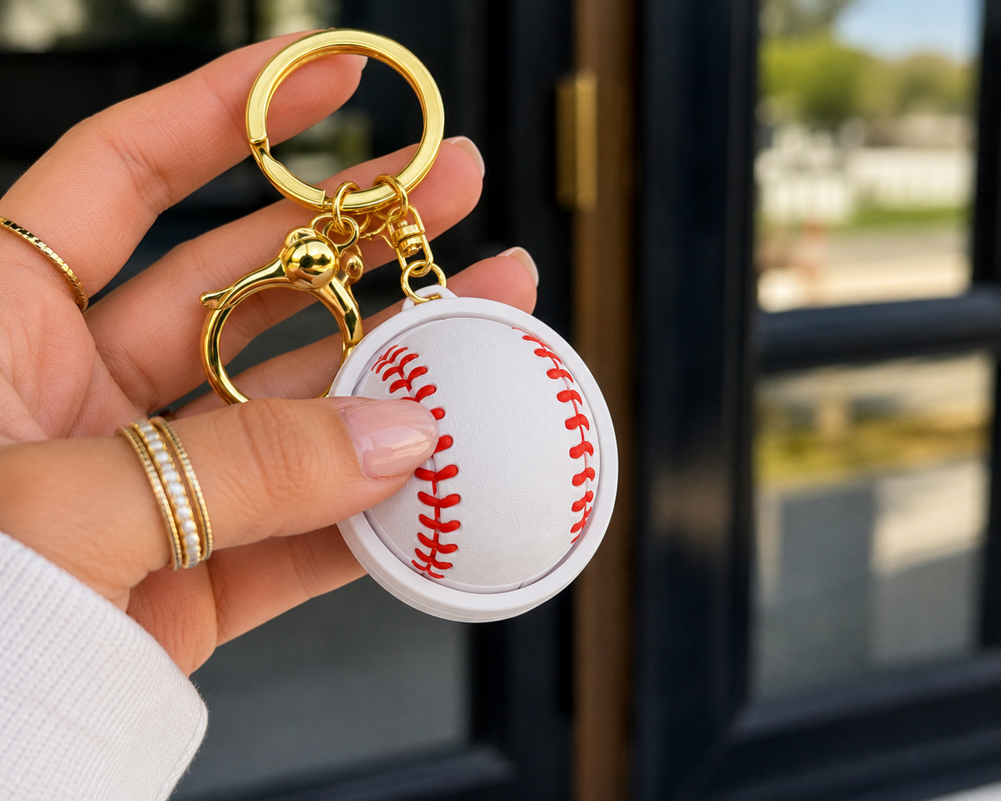 3D Printed Sports Clicker Fidget Keychain with Gold-Tone Clasp, Choice of Baseball, Football, Basketball, Volleyball, Tennis or Golf