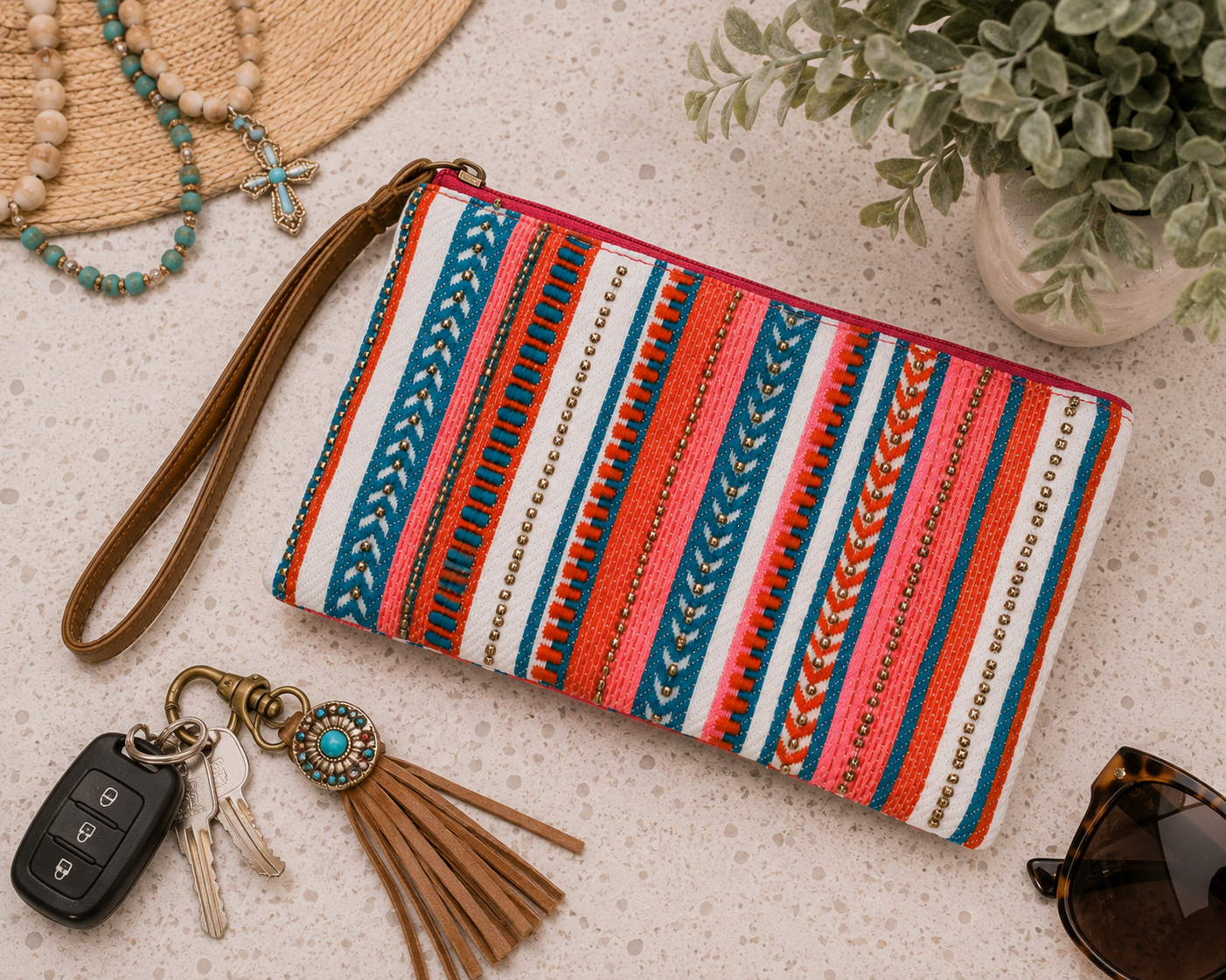 Sunset Stripe Wristlet