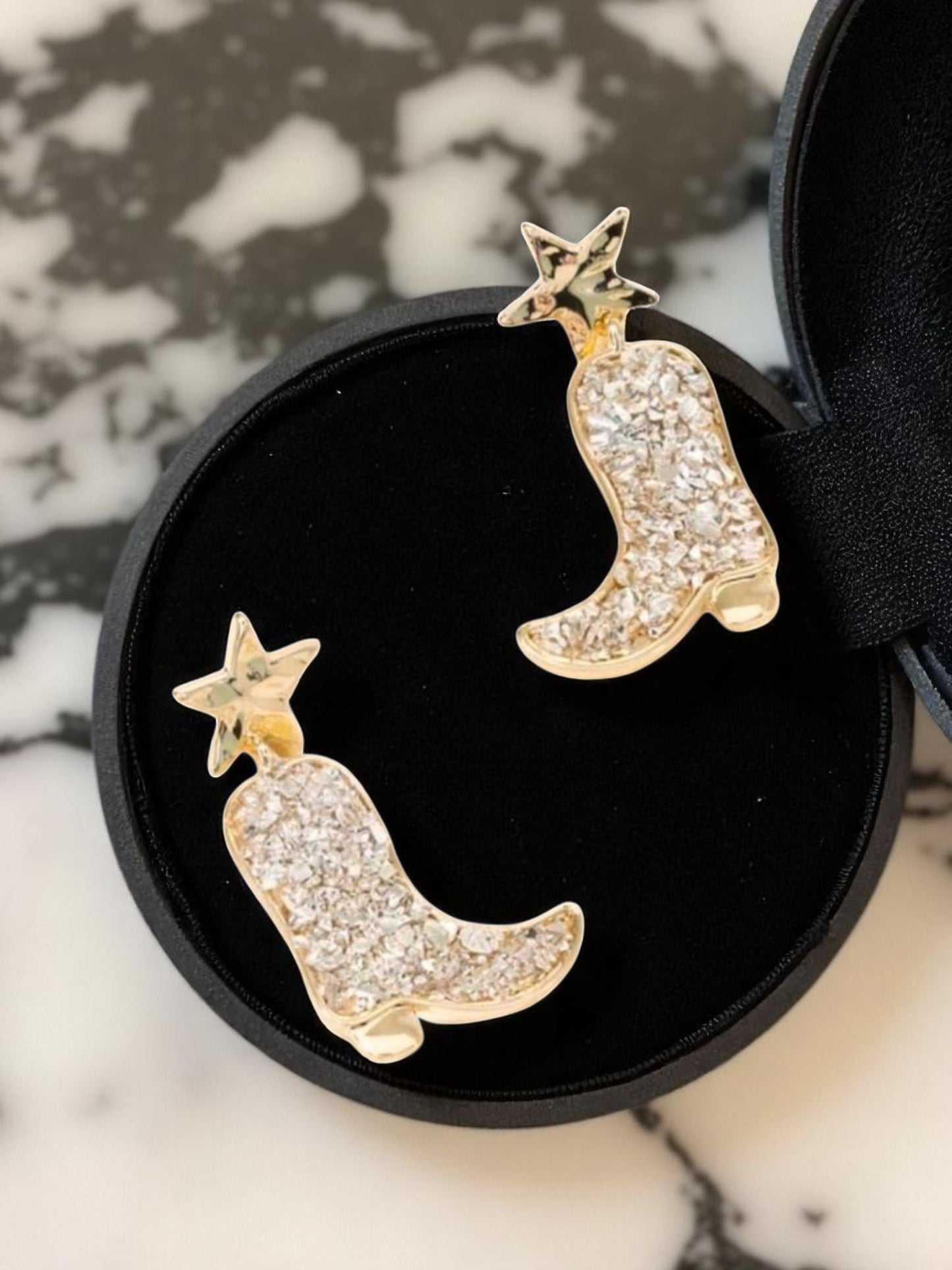 The Light Go Out Glitter Cowgirl Boots Fashion Earrings