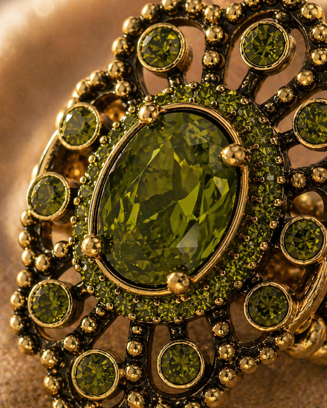Midnight Sage Halo Ring