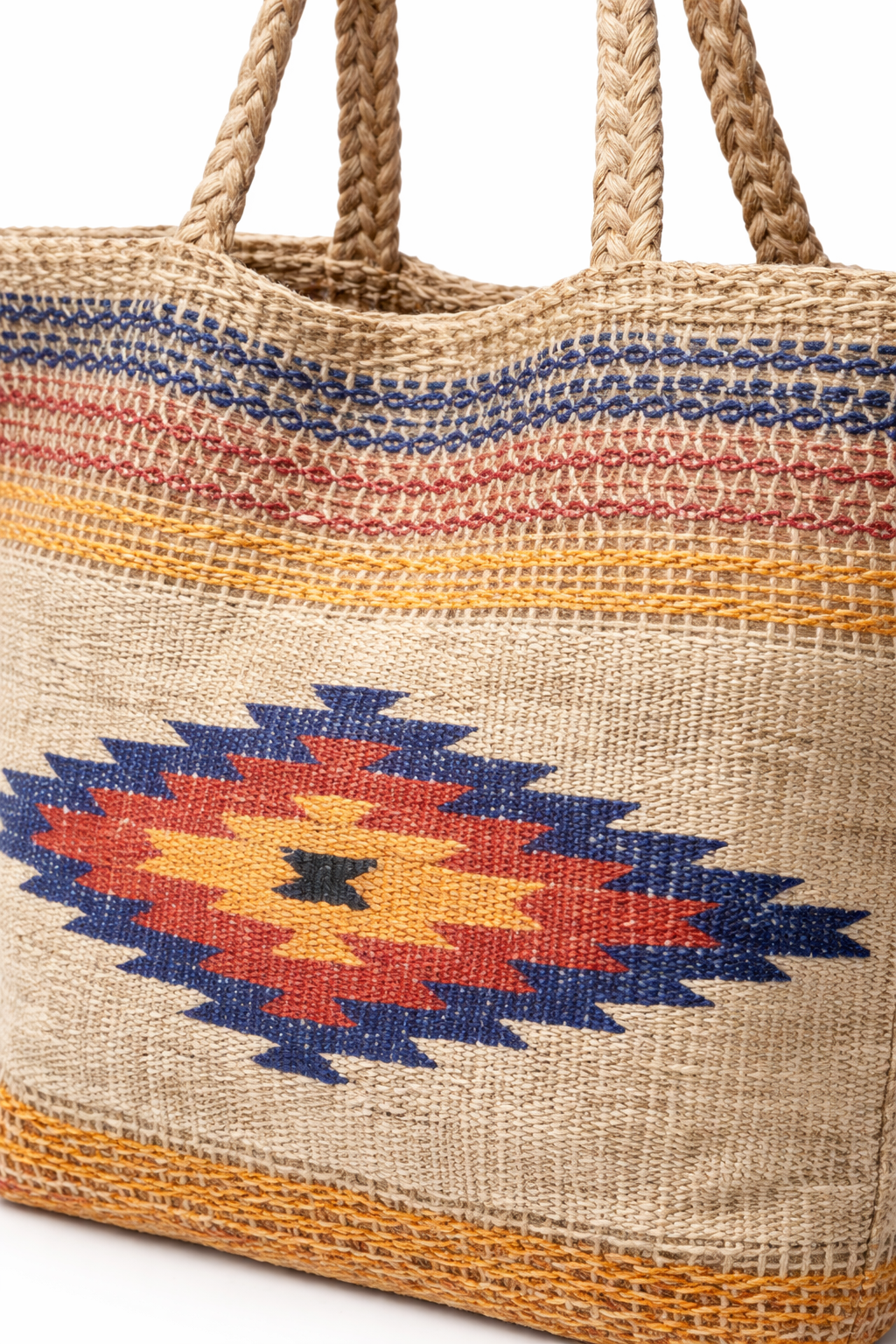 Desert Dusk Aztec Woven Tote – Western Boho Carryall Bag