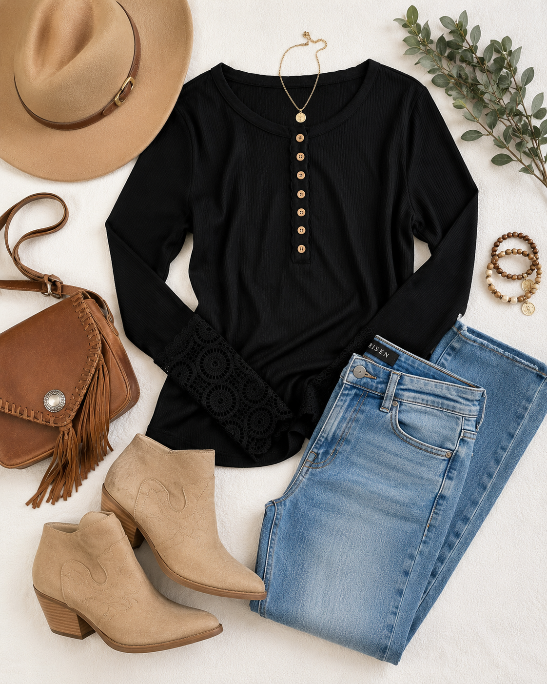 Harbor Lace Henley Top