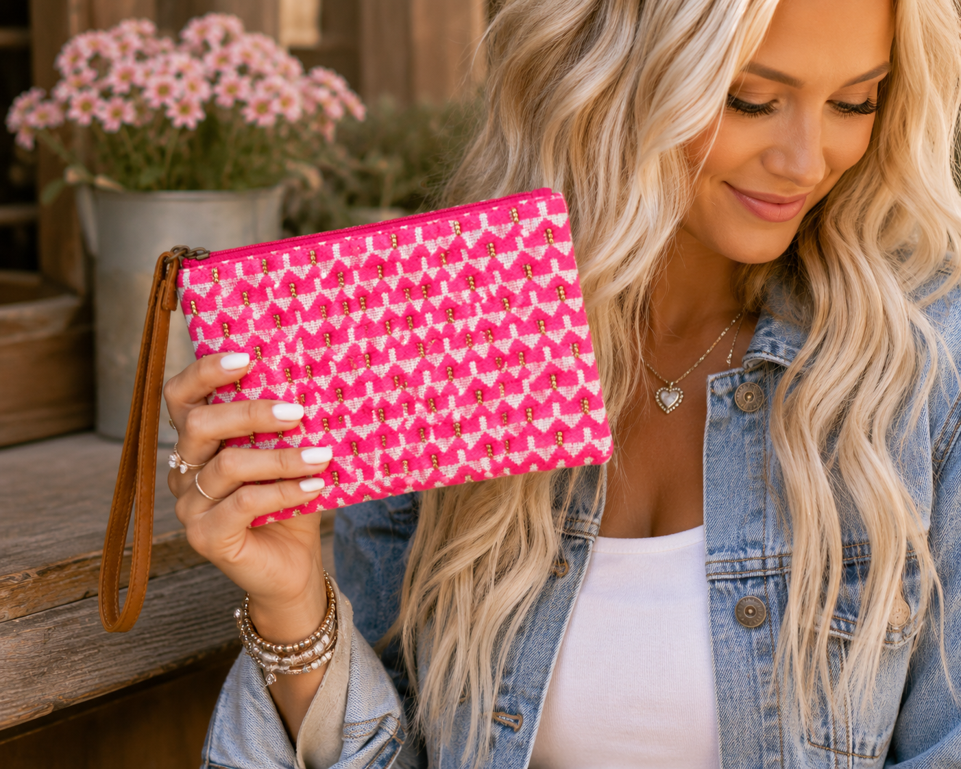 Pink Harbor Wristlet Pouch