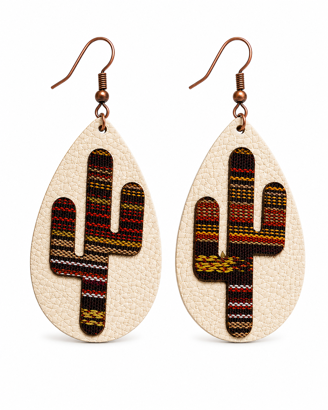 Desert Trail Cactus Leather Earrings