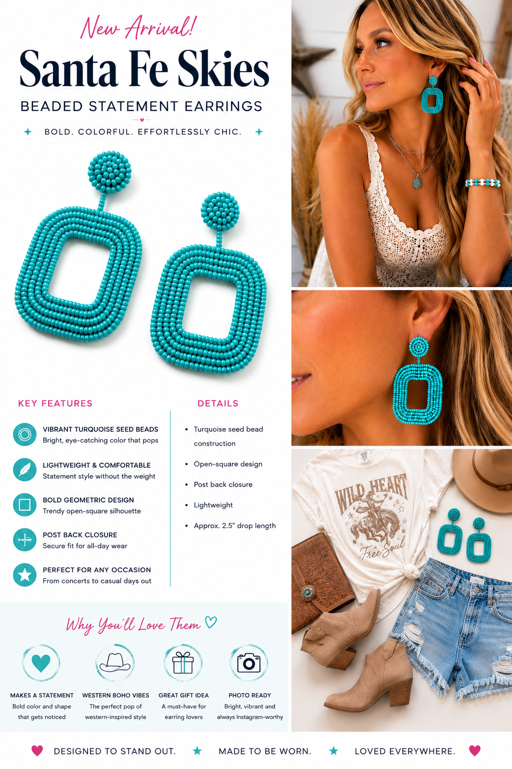 Santa Fe Skies Beaded Statement Earrings