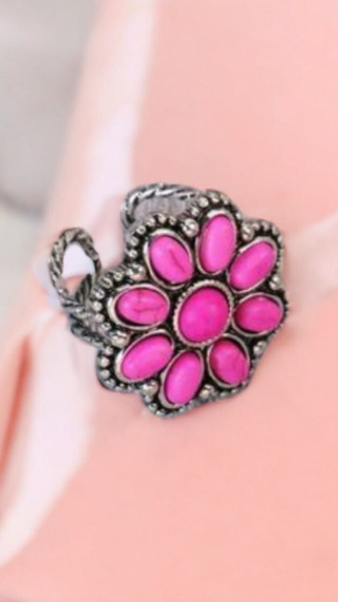 Western Blossom Pink Adjustable Fashion Ring