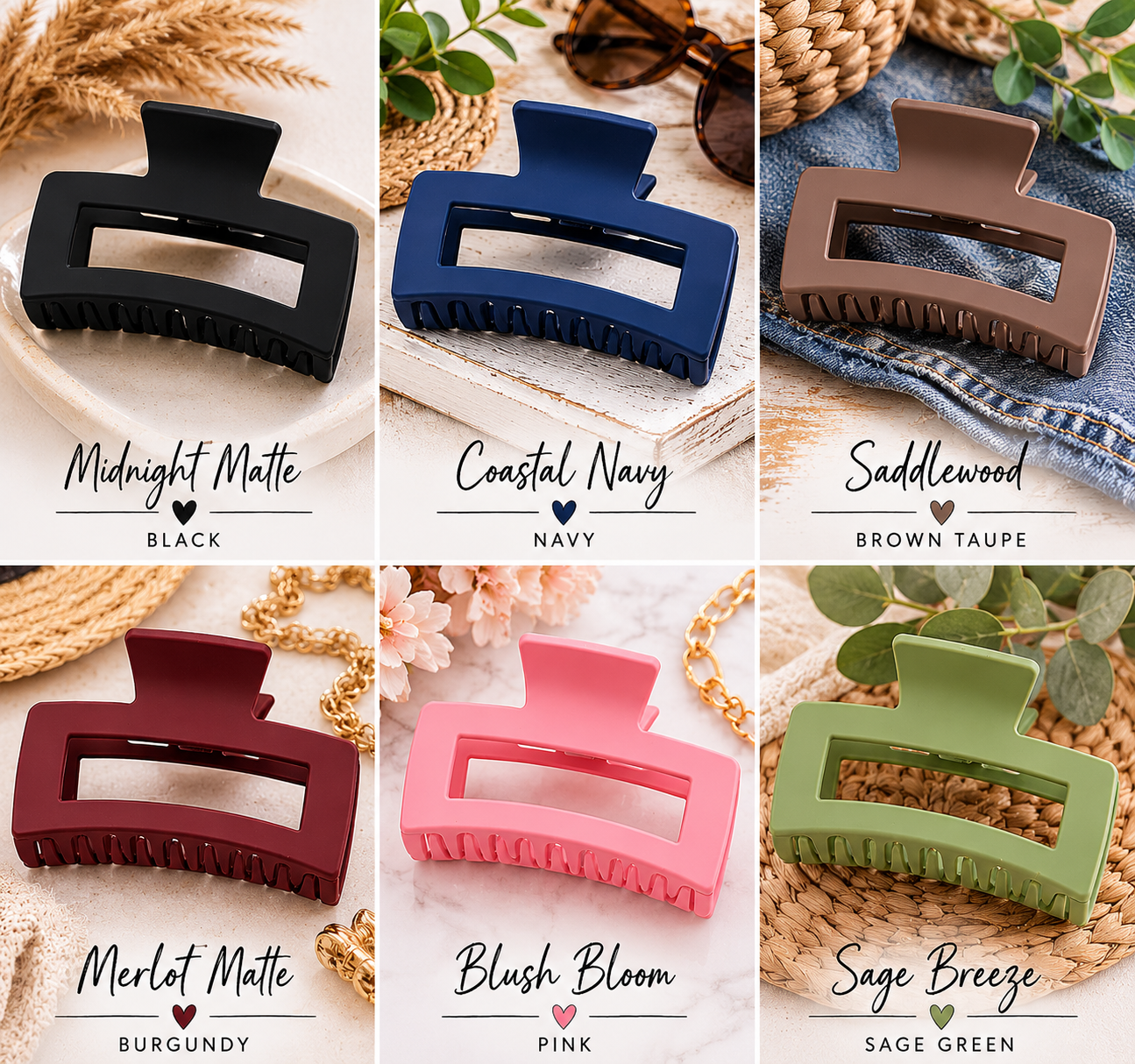 Everyday Matte Rectangle Claw Clip | Large Hair Clip