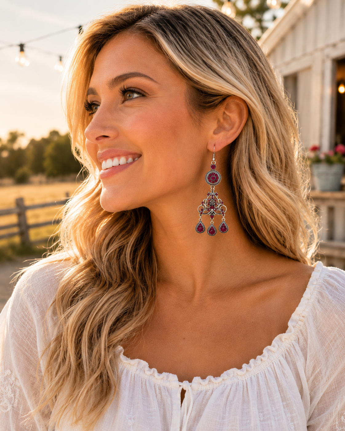 Ruby Romance Chandelier Earrings