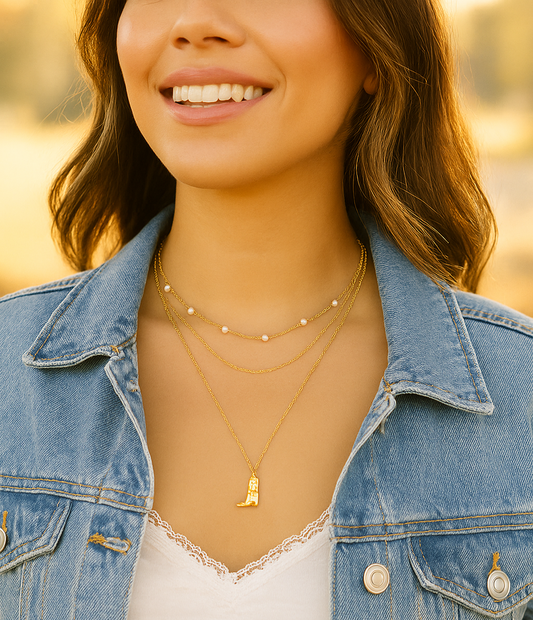 Boot Scootin 3 Layer Western Vibe Rodeo Necklace
