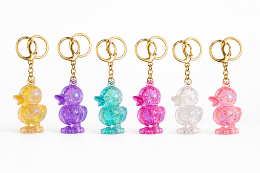 Iridescent Duck Keychain – Glossy Acrylic Bag Charm