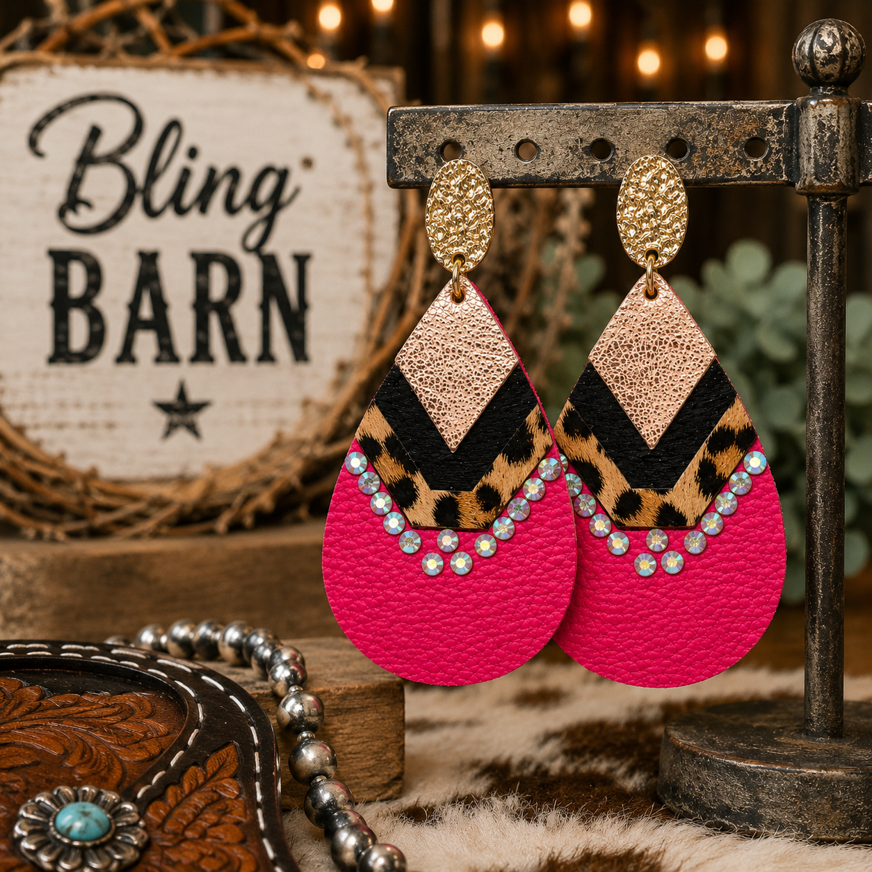Pink Rodeo Nights Statement Earrings