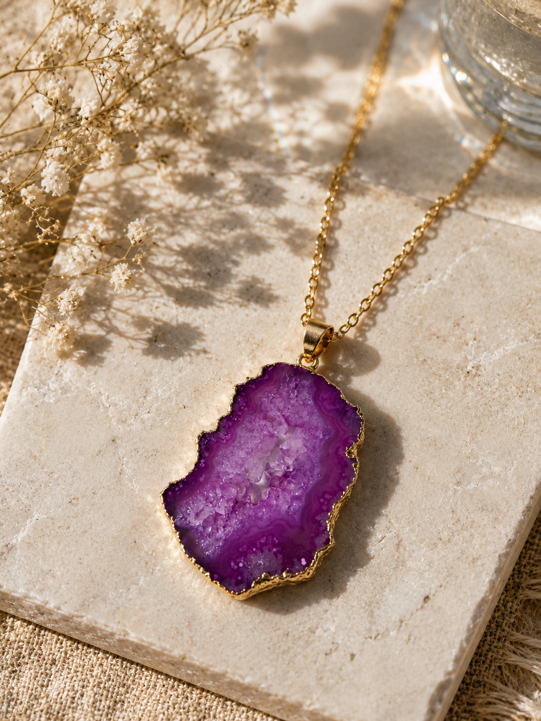 Violet Horizon Druzy Pendant Necklace