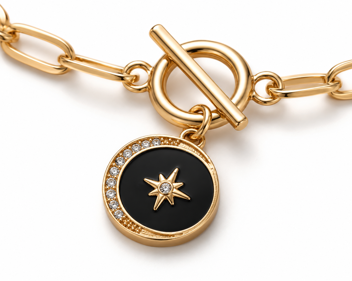 Midnight Compass Paperclip Bracelet