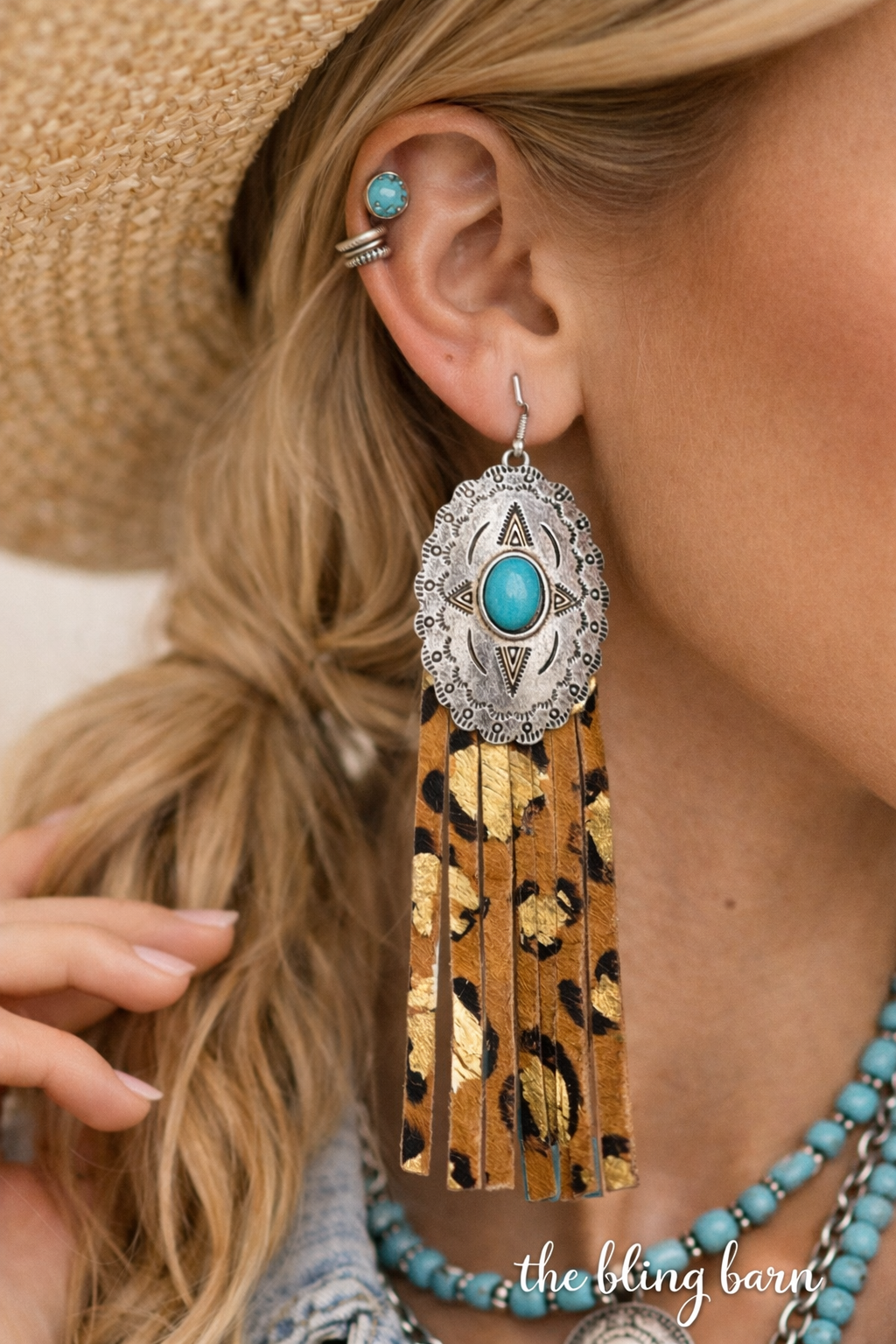 Golden Grit Concho Fringe Earrings