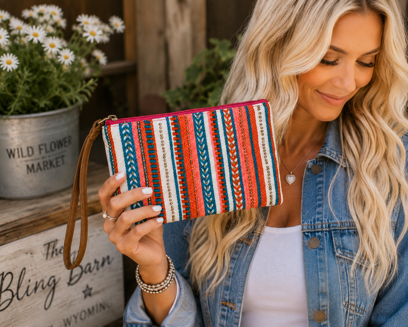 Sunset Stripe Wristlet
