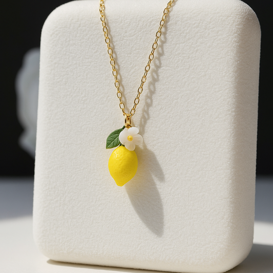 Squeeze The Day 3D Lemon Spring Summer Necklace