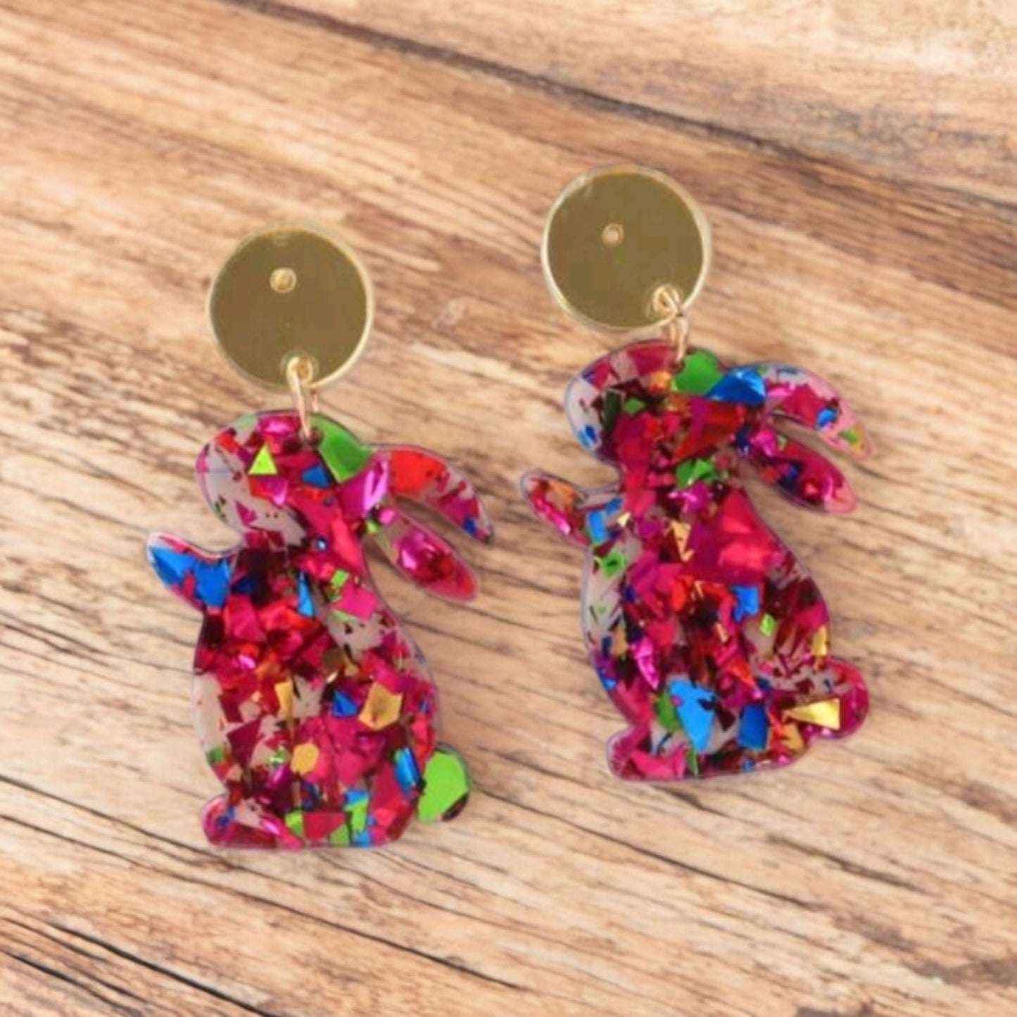 Glitter Easter Bunny Post Fashion Earrings