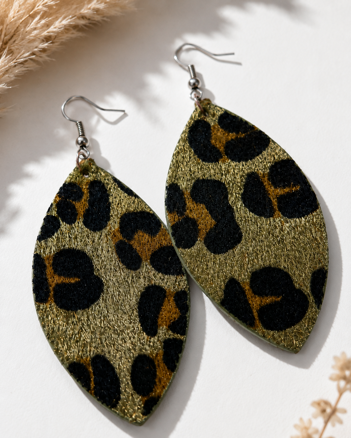 Wild Olive Leopard Earrings