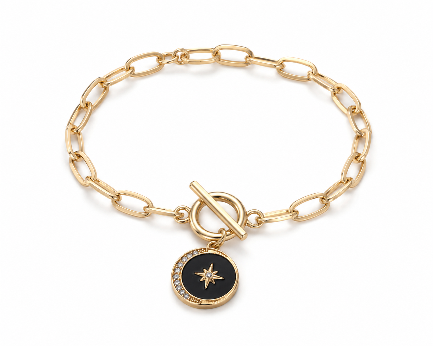 Midnight Compass Paperclip Bracelet