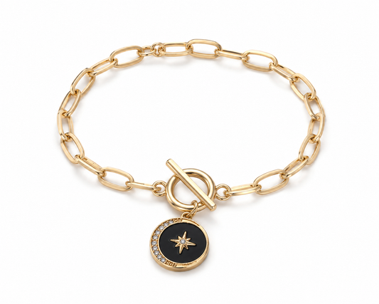 Midnight Compass Paperclip Bracelet