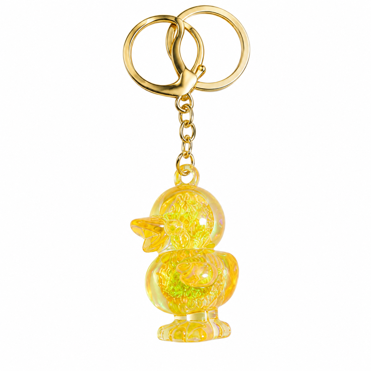 Iridescent Duck Keychain – Glossy Acrylic Bag Charm