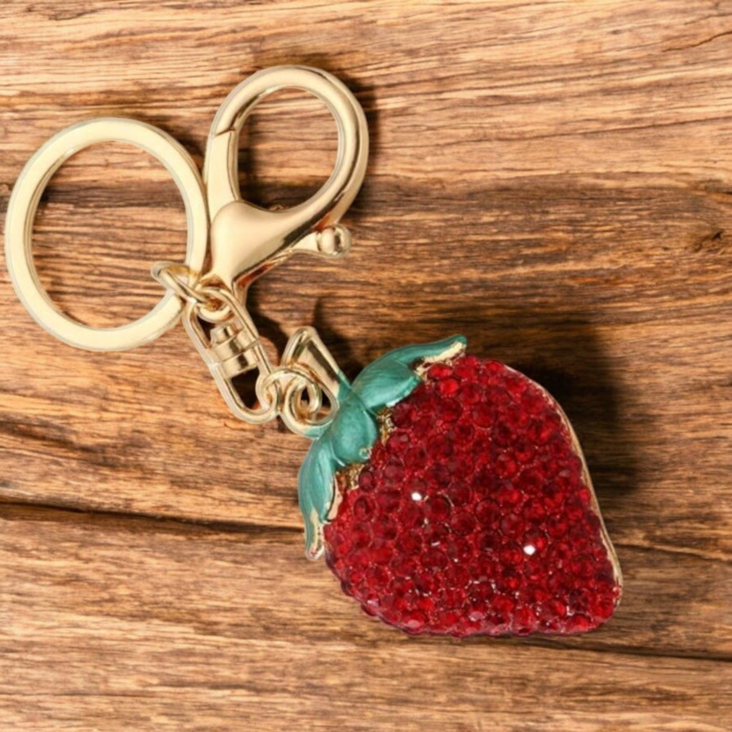 Glam Rhinestone Strawberry Keychain