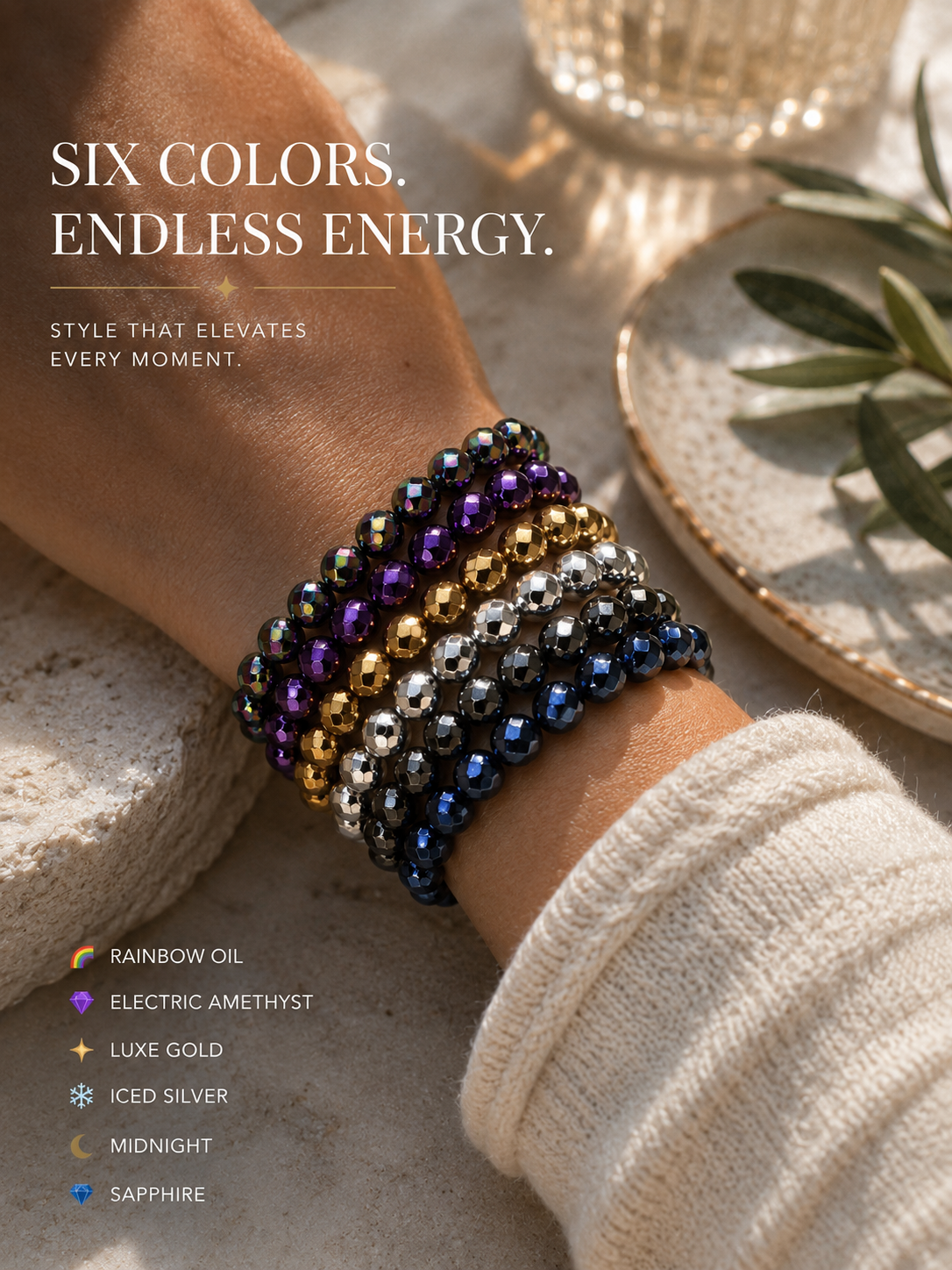 The Afterglow Glass Faceted Bracelet Collection