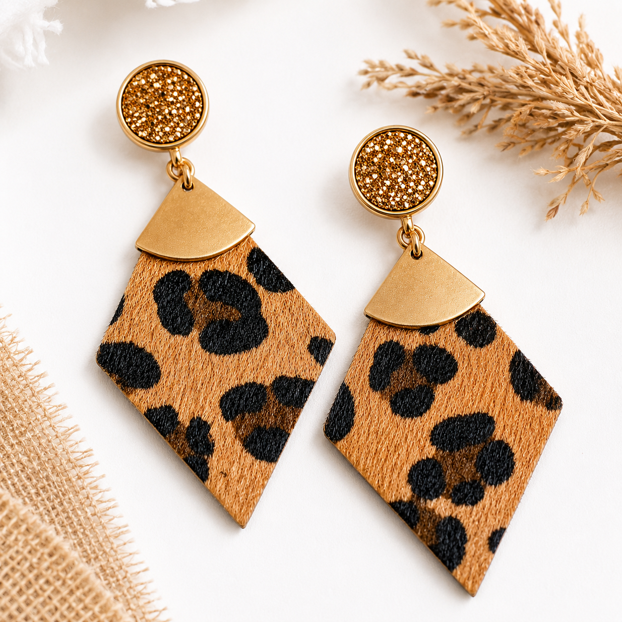 Golden Wildside Leopard Earrings