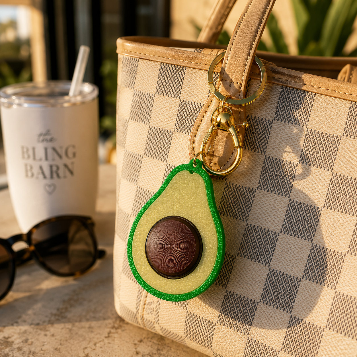 Avocado Clicker Fidget Keychain 3D Printed Sensory Key Ring Novelty Stress Relief Keychain