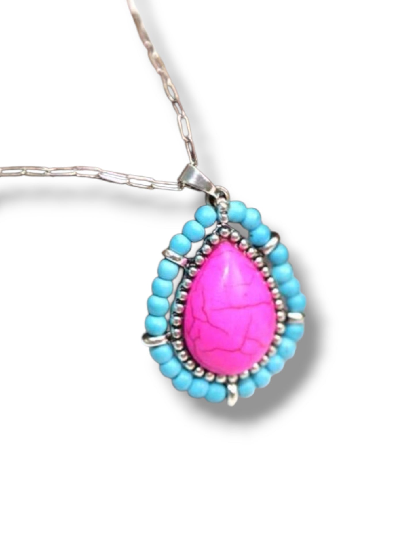 Seeded And Beaded Western Love Teardrop Chain Necklace