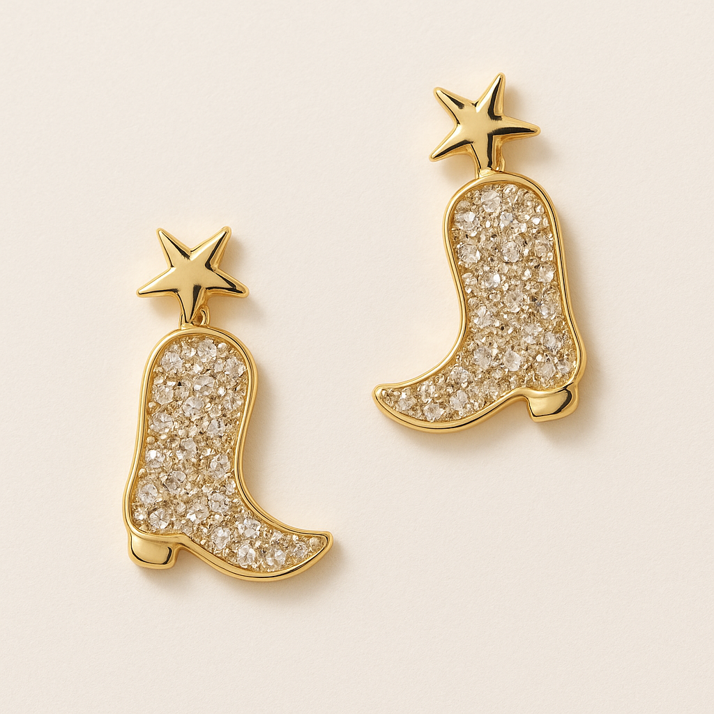 The Light Go Out Glitter Cowgirl Boots Fashion Earrings