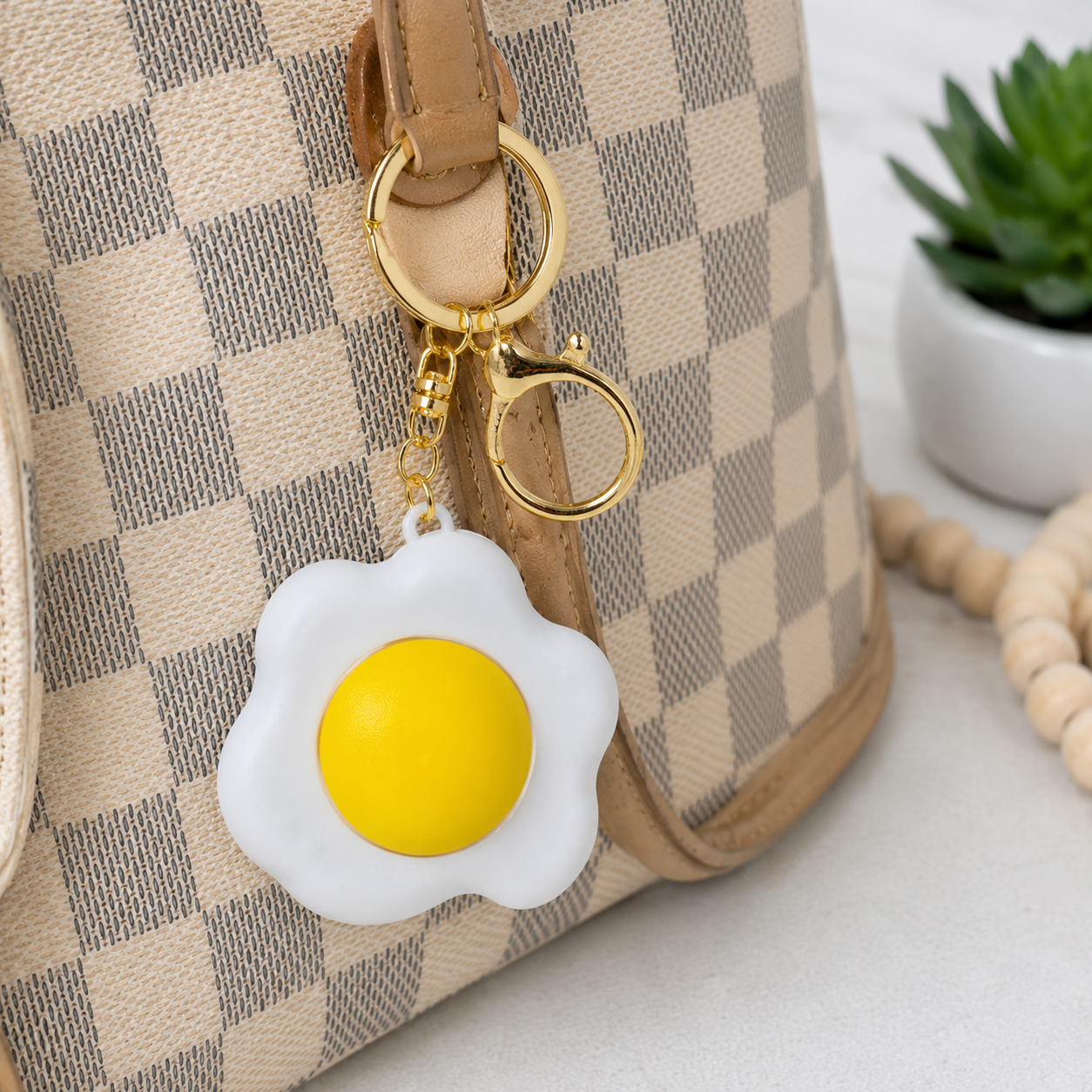 Sunny Side Up Egg Clicker Fidget Keychain Sensory Stress Relief Keychain Egg Key Ring