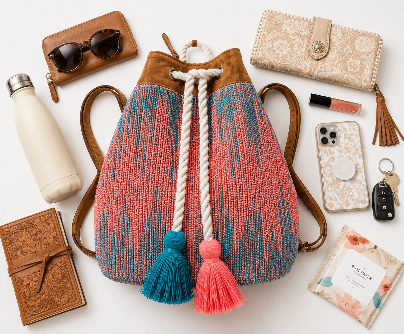 Sunset Trail Beaded Backpack | Coastal Cowgirl Boho Backpack