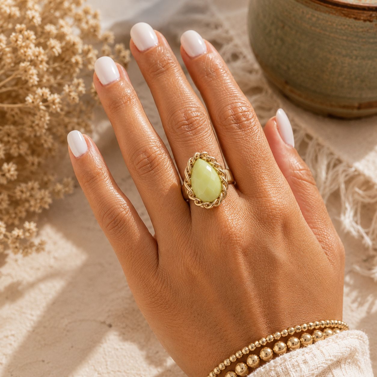 Sage Stone Stretch Ring