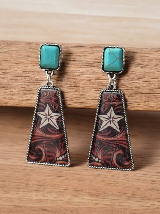 She's A Texas Star Western Fashion Print Earrings