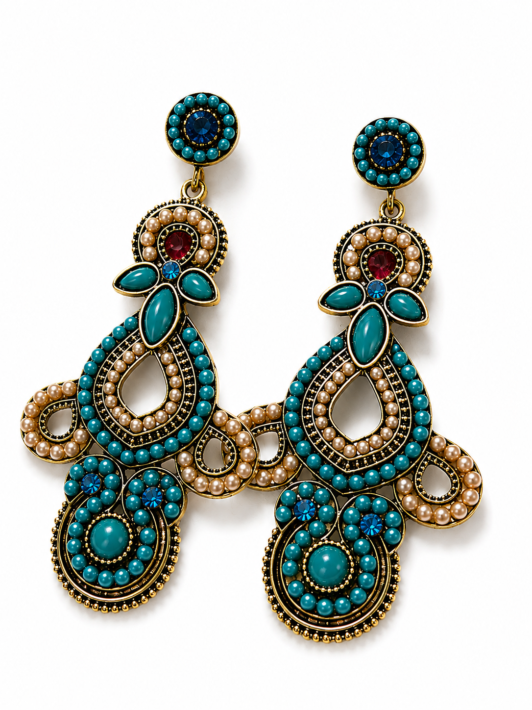 Mesa Pearl Turquoise Statement Earrings