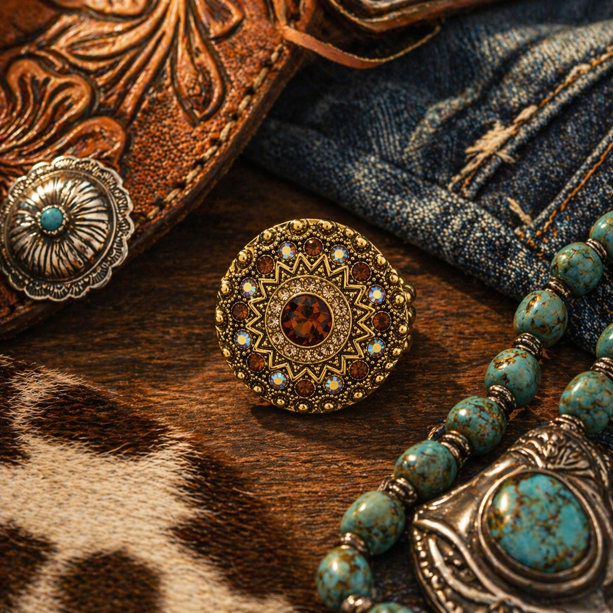 Golden Hour Medallion Statement Ring
