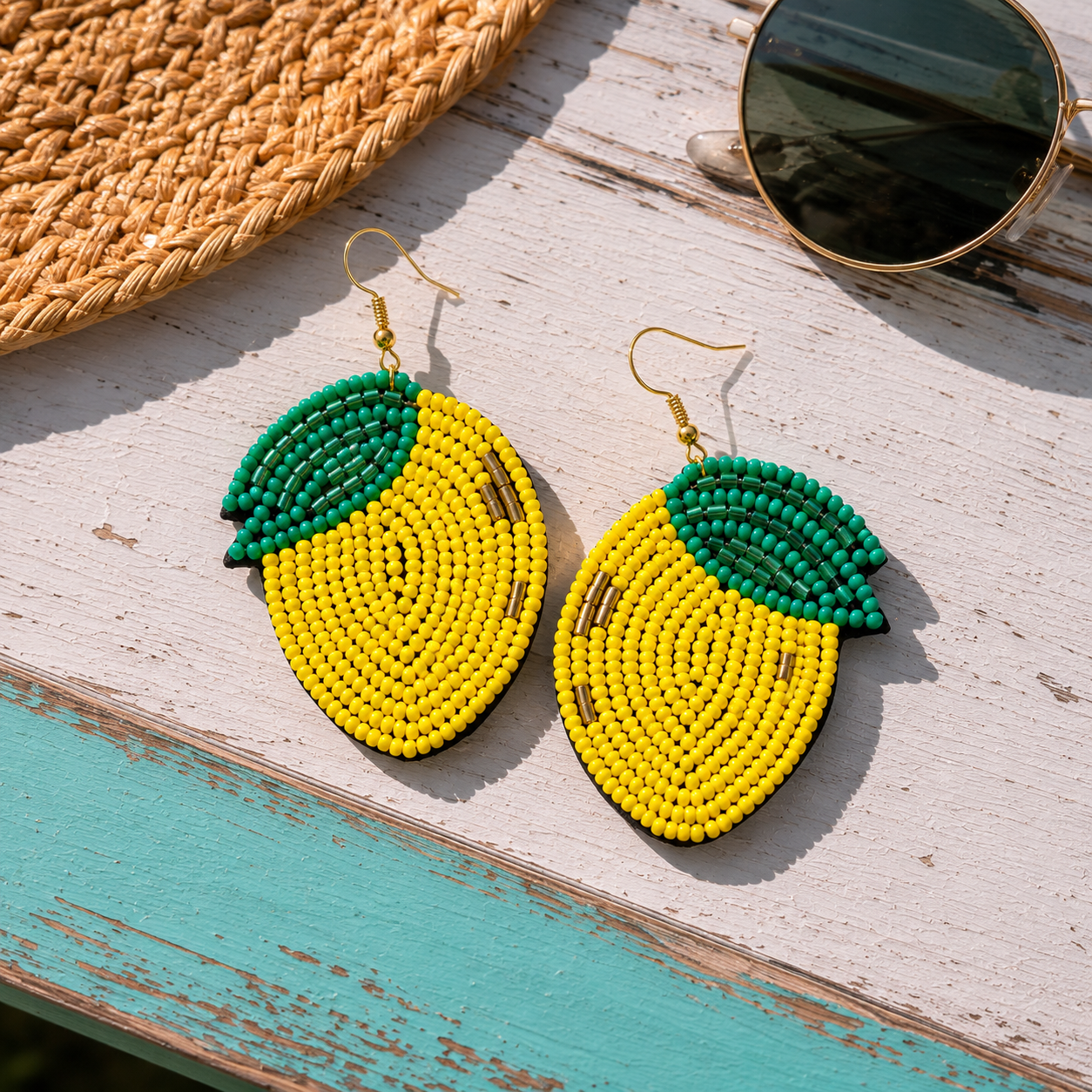 Lemon Twist Beaded Earring YELLOW