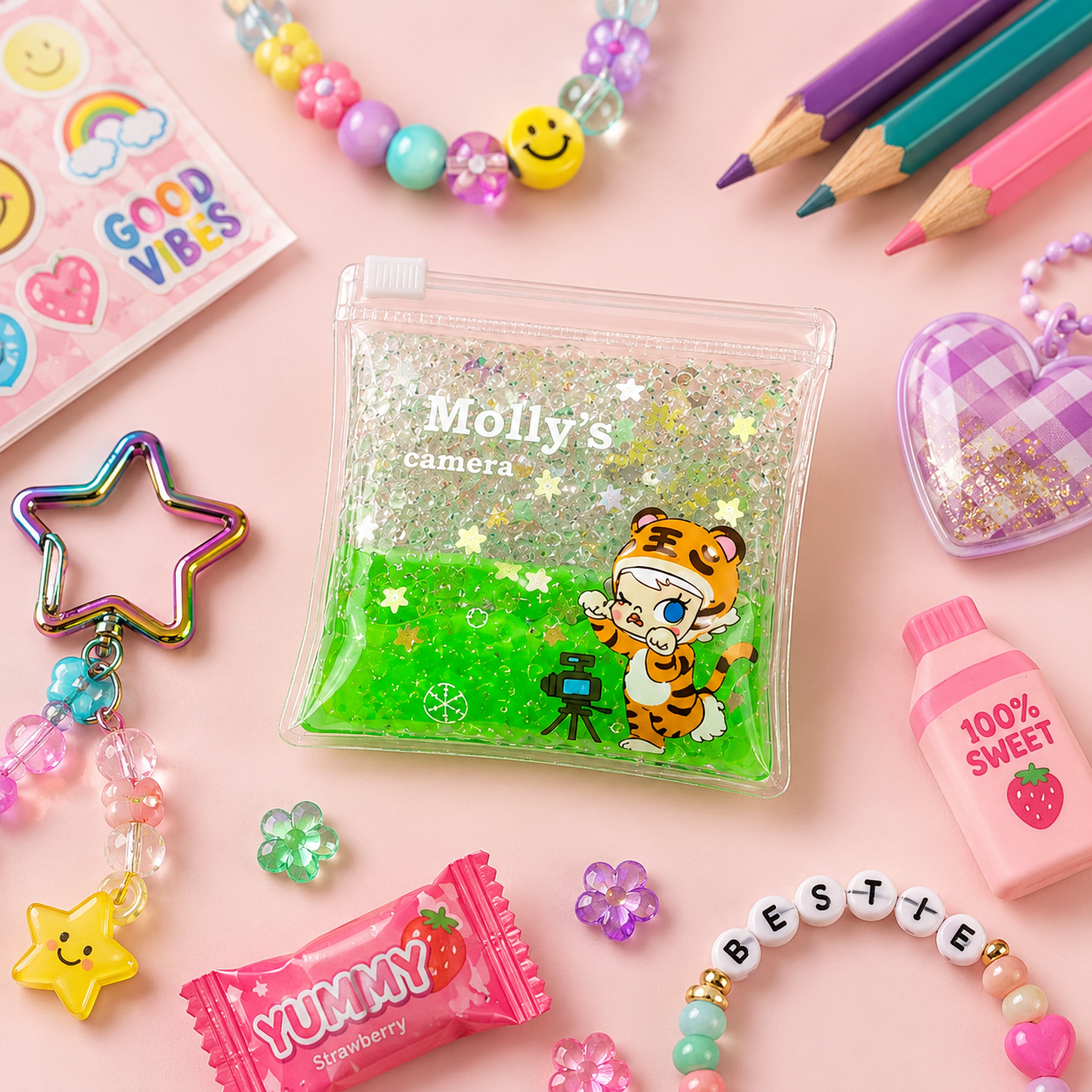Mini Sparkle Sensory Pouch | Squishy Glitter Fidget Toy for Kids | Party Favor, Classroom Reward & Travel Toy