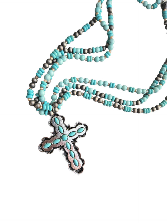Desert Grace Turquoise Cross Necklace