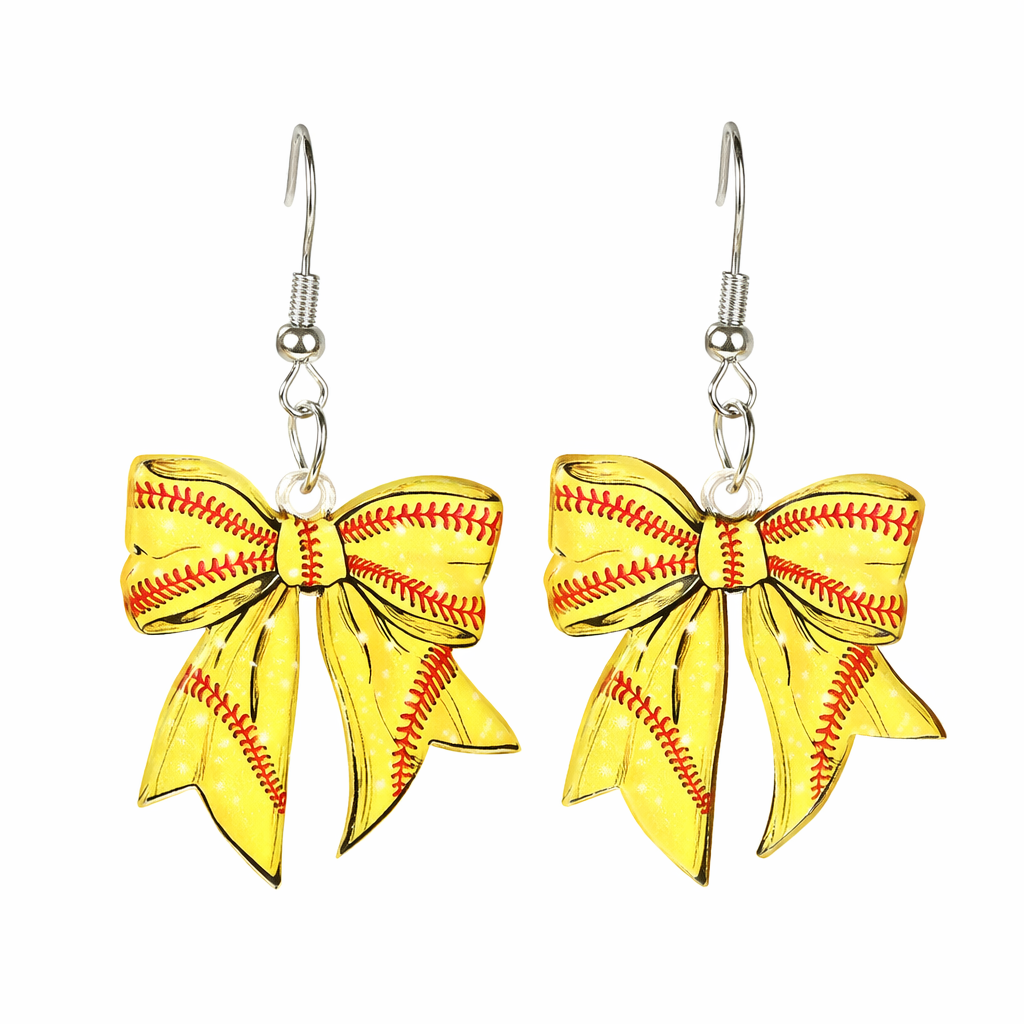 Game Day Bow Baseball Earrings