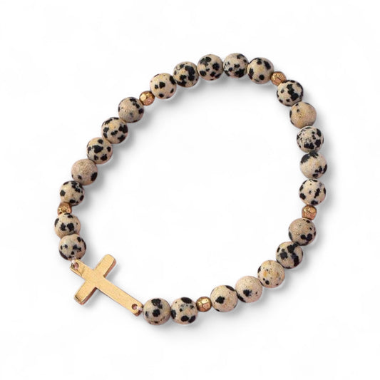 Speckled Cross Love Stetch Bracelet