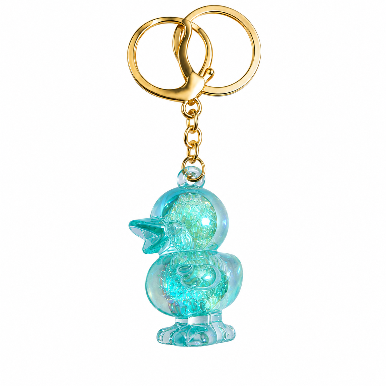 Iridescent Duck Keychain – Glossy Acrylic Bag Charm