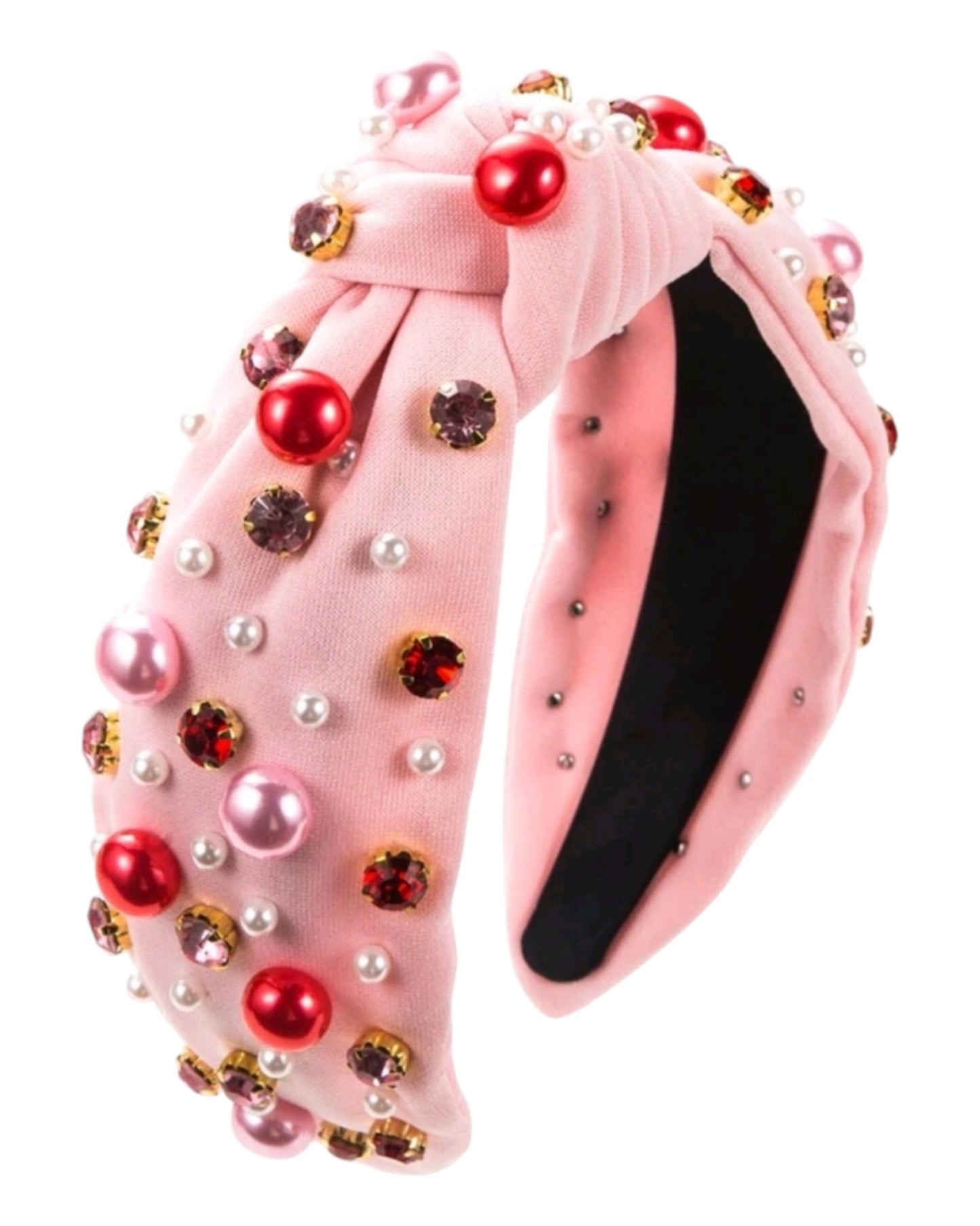 A Love Bomb Top Knot Faux Pearl and Rhinestone Headband