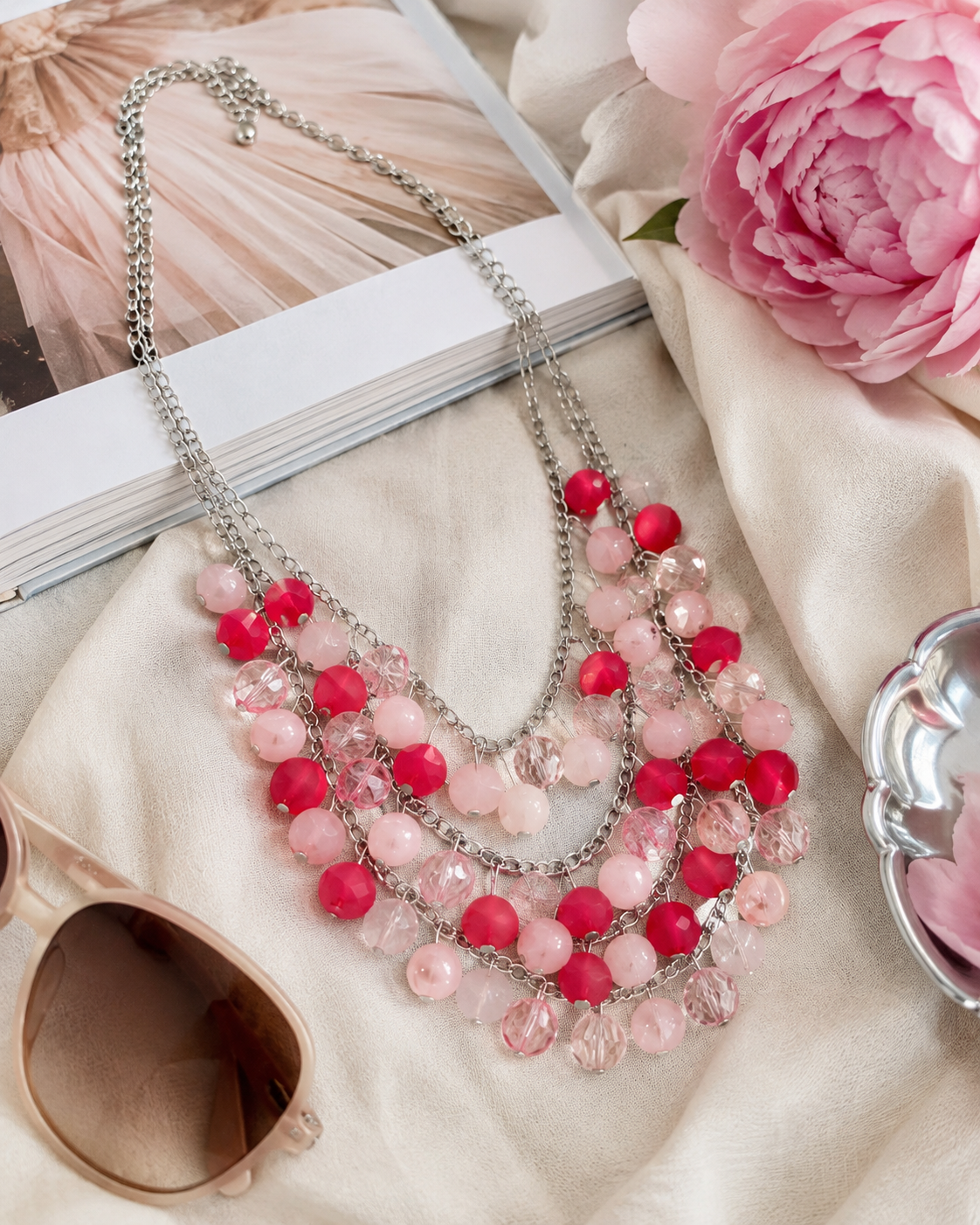 Blush & Berry Layered Statement Necklace