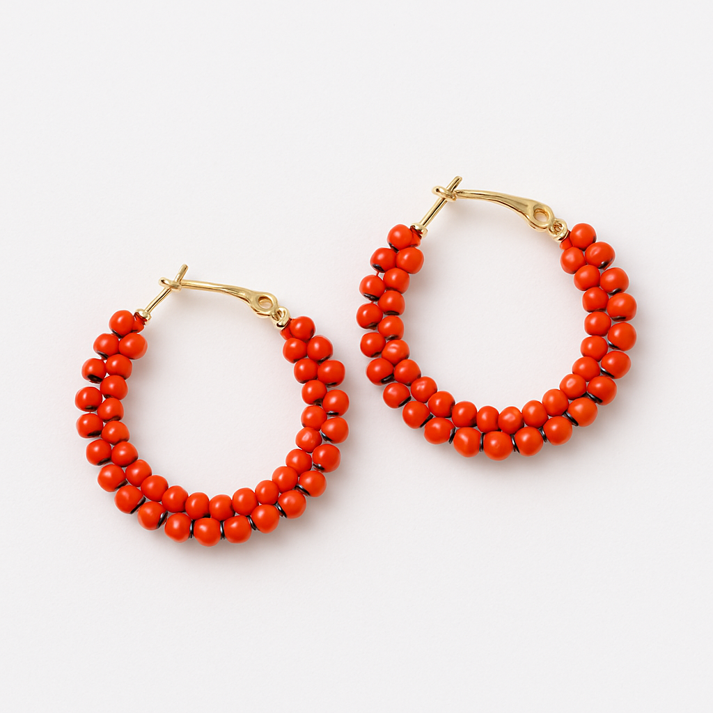 Bright And Light Seed Bead Hoop Earrings