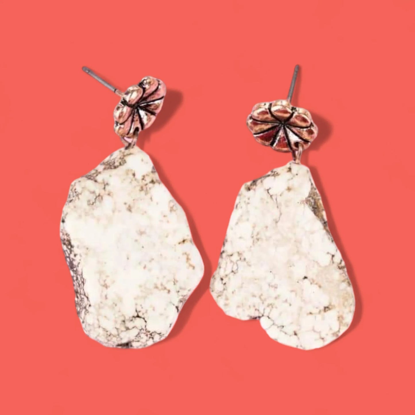 Western Ivory Faux Crackle Earrings