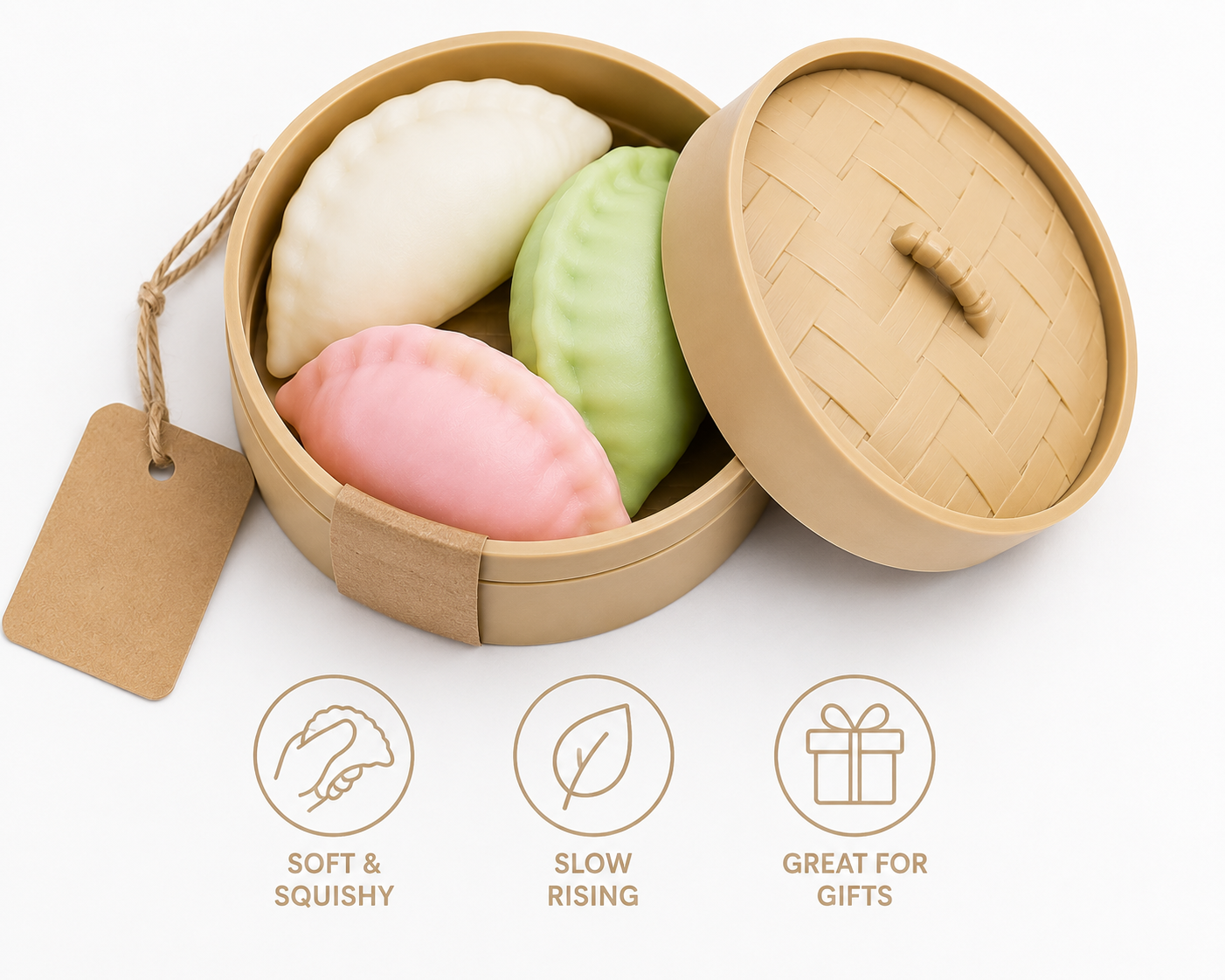 Potsticker Squishies – 3-Piece Sensory Fidget Set (Random Color)
