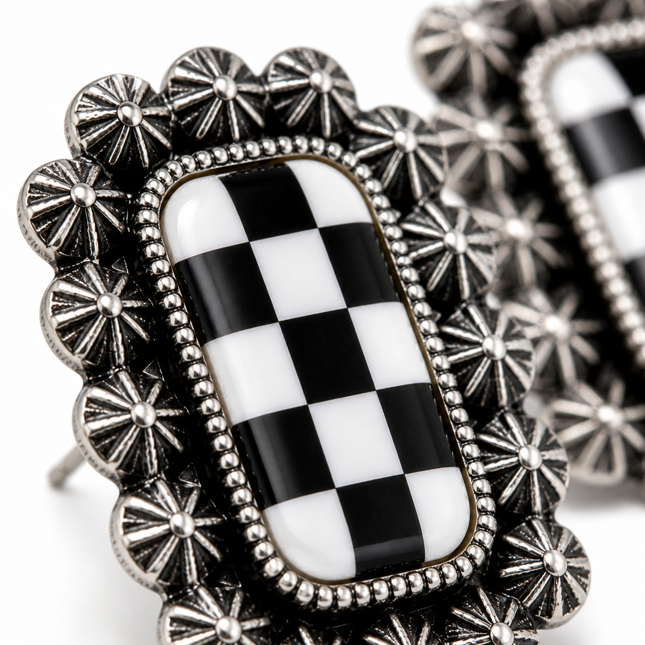 Rodeo Check Concho Stud Earrings