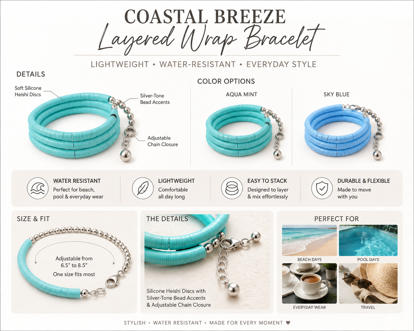 Coastal Breeze Layered Wrap Bracelet
